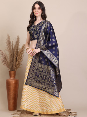 Harshiv Textile Self Design Semi Stitched Lehenga Choli(Blue)
