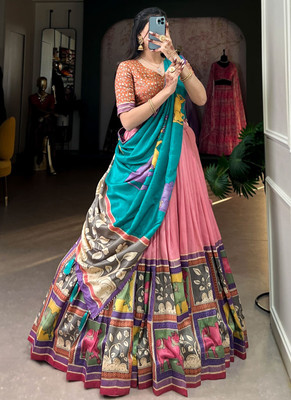 sarathybiz Self Design Semi Stitched Lehenga Choli(Pink)