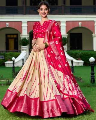 GORASH CREATION Printed Semi Stitched Lehenga Choli(Red, Beige)