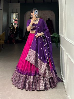 Ghumar Printed Semi Stitched Lehenga Choli(Pink)