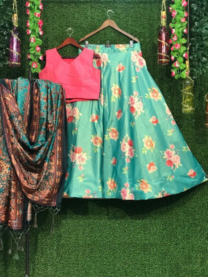 KAIZAN INTERNATIONAL Digital Print Semi Stitched Lehenga Choli(Green)