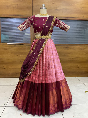 Fabcartz Self Design Semi Stitched Lehenga Choli(Pink)