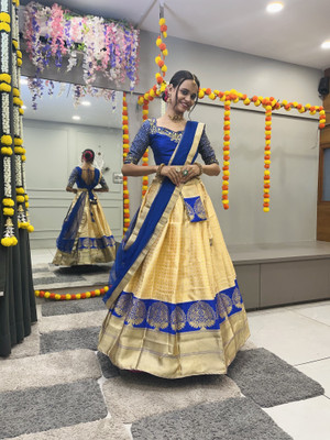 SHREE CREATION Self Design Semi Stitched Lehenga Choli(Blue)