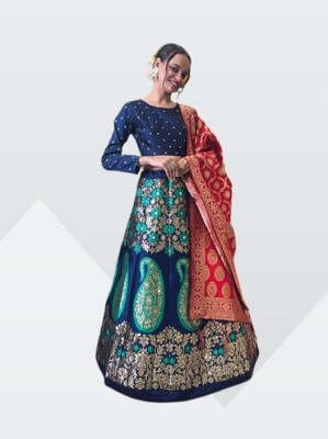 MIYANI FAB Printed Semi Stitched Lehenga Choli(Blue)