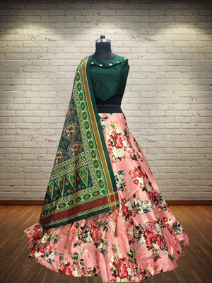 kaizen texo fab Digital Print Semi Stitched Lehenga Choli(Multicolor)