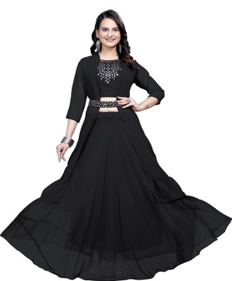 SK LIFESTYLE Embellished Stitched Lehenga with Jacket(Black)