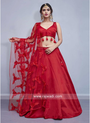 RamKrupa Creation Embroidered Semi Stitched Lehenga Choli(Red)