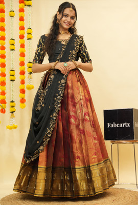 SHREE CREATION Self Design Semi Stitched Lehenga Choli(Maroon)