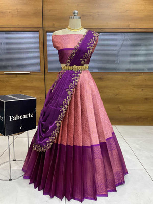 SHREE CREATION Self Design Semi Stitched Lehenga Choli(Pink)