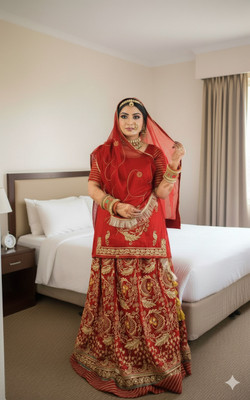 Shreemanji trading Embroidered Semi Stitched Rajputi Poshak(Red)
