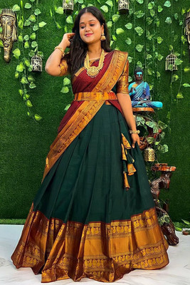 Maroon Checked Organza Dress with Zari Border  Shopzters