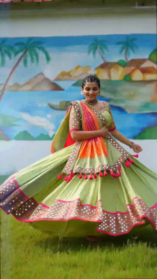 Mert India Embellished Semi Stitched Lehenga Choli(Light Green)