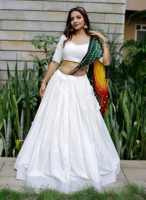 AAYUSHYAM ENTERPRISE Self Design Semi Stitched Lehenga Choli(White)