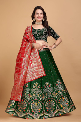 SWAMI STUDIO Embellished Semi Stitched Lehenga Choli(Green)