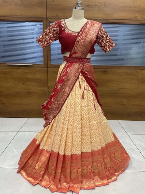 SHREE CREATION Self Design Semi Stitched Lehenga Choli(Beige)