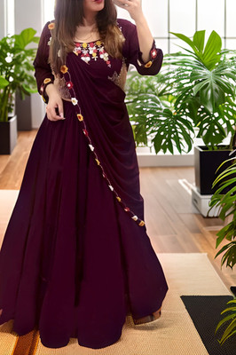 balaji textiles Embroidered Semi Stitched Lehenga Choli(Purple)