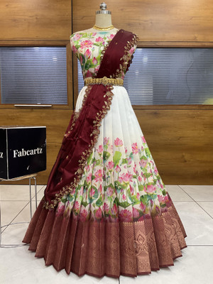 Fabcartz Self Design Semi Stitched Lehenga Choli(Maroon)