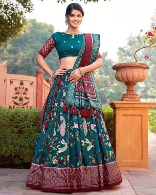 GORASH CREATION Printed Semi Stitched Lehenga Choli(Green)