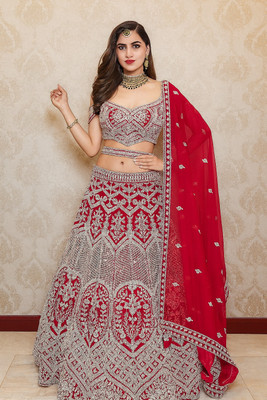 LEGCAYETHNIC Embroidered Semi Stitched Lehenga Choli(Pink)