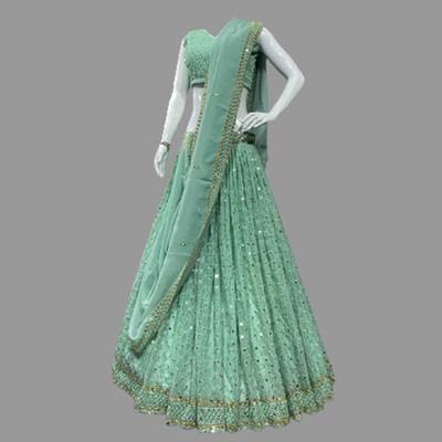 KAPANKU Self Design Semi Stitched Lehenga Choli(Blue)