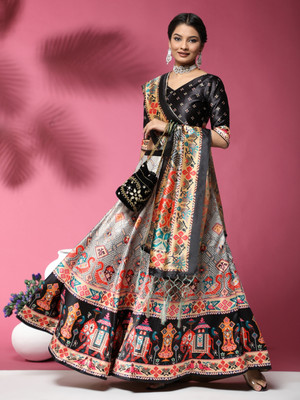 KAHIRAA WHOLETEX Digital Print Semi Stitched Lehenga Choli(Multicolor)