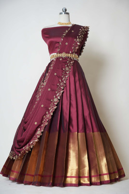 SHREE CREATION Printed Semi Stitched Lehenga Choli(Maroon)