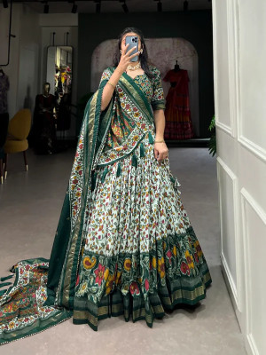 HEM SELLES Printed Semi Stitched Lehenga Choli(Green)