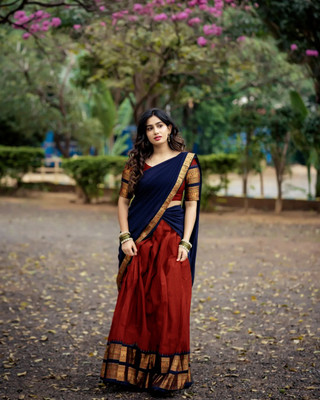 PAVITRAA SAREES Solid Semi Stitched Lehenga Choli(Red)
