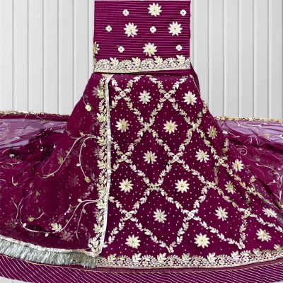 Hemlata Embroidered, Embellished Semi Stitched Lehenga Choli(Purple)