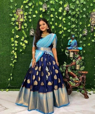 GRANTH MANIAFAB Self Design Semi Stitched Lehenga Choli(Light Blue)