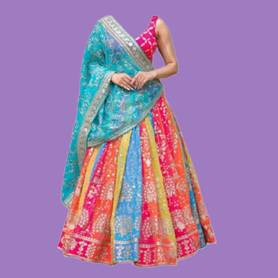 KAPANKU Self Design Semi Stitched Lehenga Choli(Multicolor)