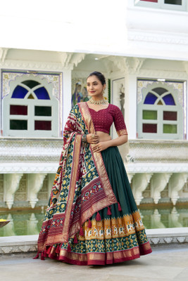 horse wellye creation Digital Print Semi Stitched Lehenga Choli(Green)