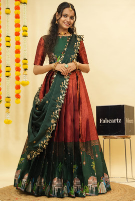 Fabcartz Self Design Semi Stitched Lehenga Choli(Maroon)