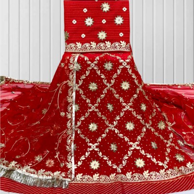 shyamlata Embroidered Semi Stitched Rajasthani Poshak(Red)