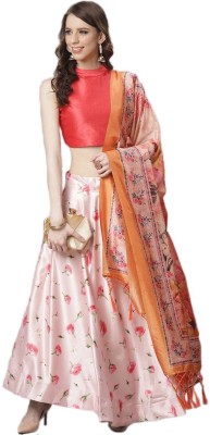 KAHIRAA WHOLETEX Digital Print Semi Stitched Lehenga Choli(Pink)