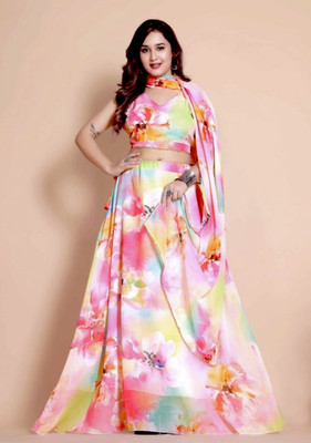 mahira collection Digital Print Semi Stitched Lehenga Choli(Multicolor)