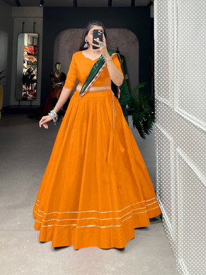 MITRABIZ Self Design Semi Stitched Lehenga Choli(Yellow)