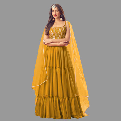 IYALAFAB Self Design Semi Stitched Lehenga Choli(Yellow)