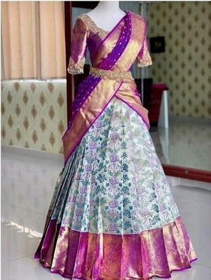 krishu fashion Self Design Semi Stitched Lehenga Choli(White)