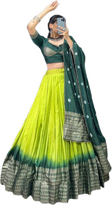 AAYUSHYAM ENTERPRISE Self Design Semi Stitched Lehenga Choli(Green)