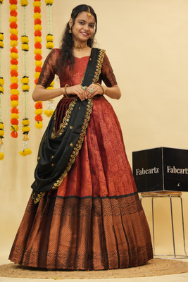 Fabcartz Self Design Semi Stitched Lehenga Choli(Maroon)