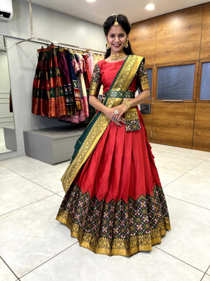 SHREE CREATION Bandhani Semi Stitched Lehenga Choli(Red)