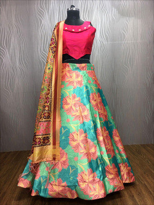 KAHIRAA WHOLETEX Digital Print Semi Stitched Lehenga Choli(Multicolor)