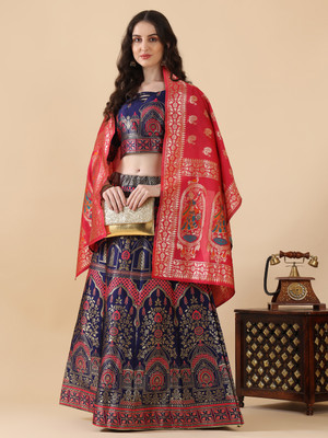 Harshiv Textile Self Design Semi Stitched Lehenga Choli(Pink)
