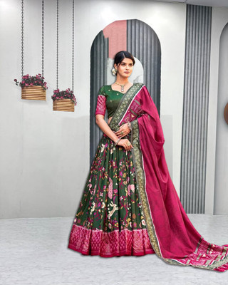 MITRABIZ Self Design Semi Stitched Lehenga Choli(Green)