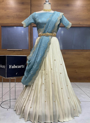 SHREE CREATION Embroidered Semi Stitched Lehenga Choli(Light Green)