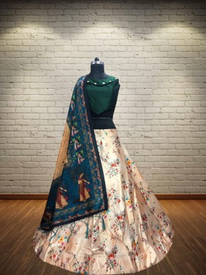 KAHIRAA WHOLETEX Digital Print Semi Stitched Lehenga Choli(Multicolor)