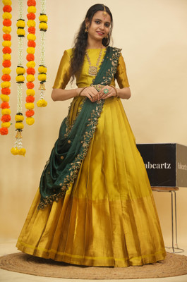 Payu Self Design Semi Stitched Lehenga Choli(Yellow)