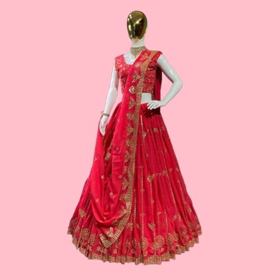 IYALAFAB Self Design Semi Stitched Lehenga Choli(Red)