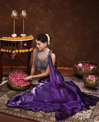 Stylum Printed Stitched Lehenga Choli(Purple)